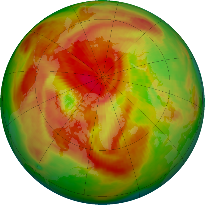 Arctic ozone map for 09 April 1991
